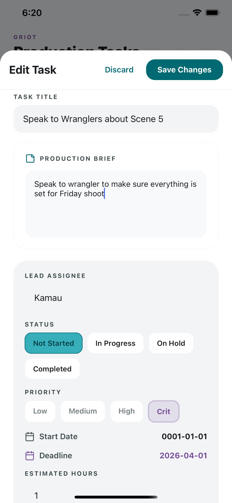 Edit Task: Update assignments and deadlines